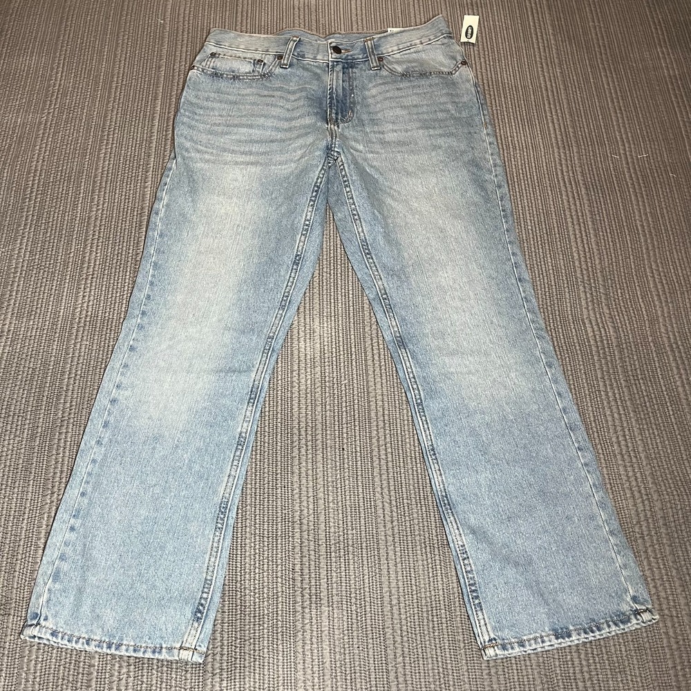Old Navy Straight Fit Low Rise Distressed Jeans Men's 32x30 Blue Denim NWT